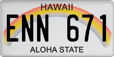 HI license plate ENN671