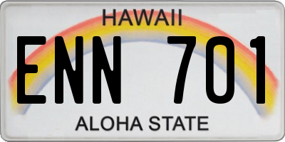 HI license plate ENN701