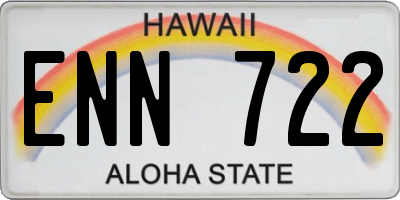 HI license plate ENN722