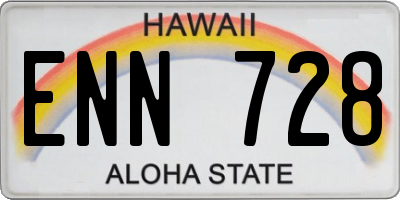 HI license plate ENN728