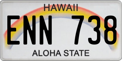 HI license plate ENN738