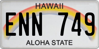 HI license plate ENN749