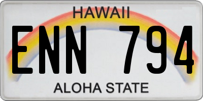 HI license plate ENN794