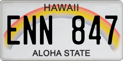 HI license plate ENN847