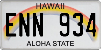HI license plate ENN934