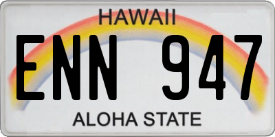 HI license plate ENN947