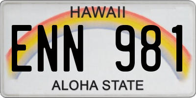 HI license plate ENN981