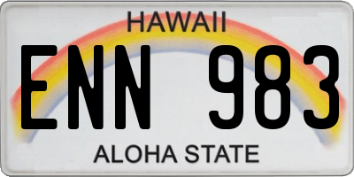 HI license plate ENN983