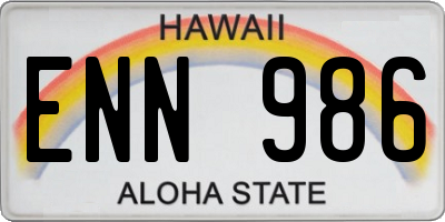 HI license plate ENN986