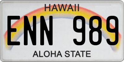 HI license plate ENN989