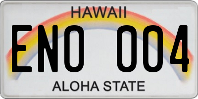 HI license plate ENO004