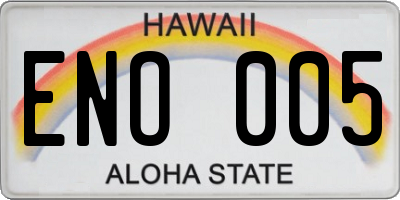 HI license plate ENO005