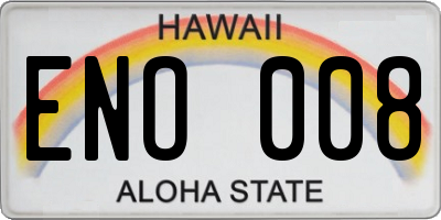 HI license plate ENO008