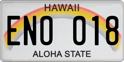 HI license plate ENO018