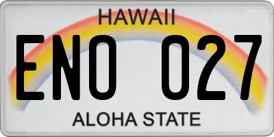 HI license plate ENO027
