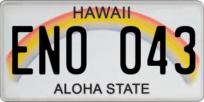 HI license plate ENO043