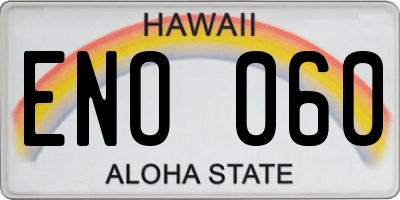 HI license plate ENO060