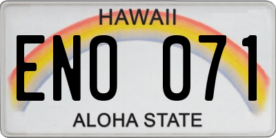 HI license plate ENO071