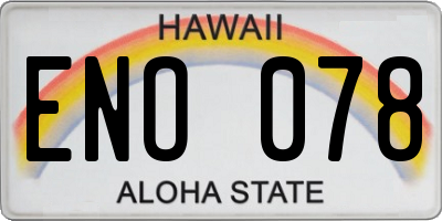 HI license plate ENO078