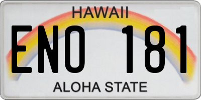 HI license plate ENO181