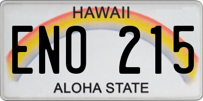 HI license plate ENO215
