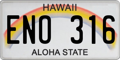 HI license plate ENO316