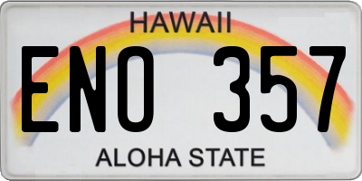 HI license plate ENO357