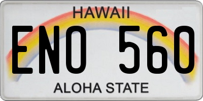 HI license plate ENO560