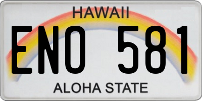 HI license plate ENO581