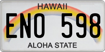 HI license plate ENO598