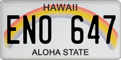 HI license plate ENO647