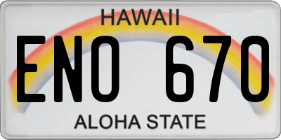 HI license plate ENO670