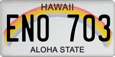 HI license plate ENO703