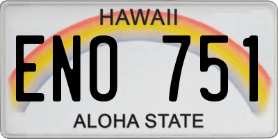 HI license plate ENO751