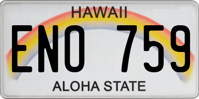 HI license plate ENO759