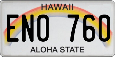 HI license plate ENO760