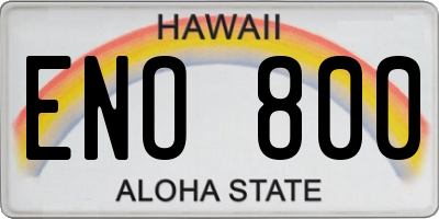 HI license plate ENO800