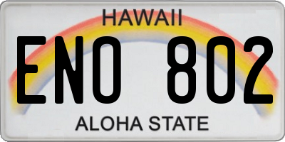HI license plate ENO802