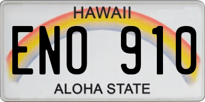 HI license plate ENO910