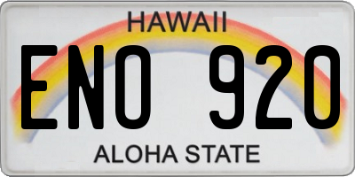 HI license plate ENO920