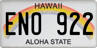 HI license plate ENO922