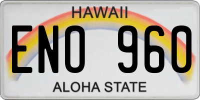 HI license plate ENO960