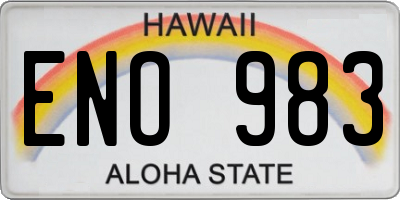 HI license plate ENO983