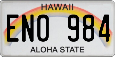 HI license plate ENO984