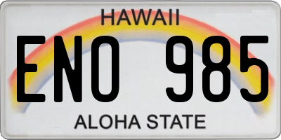 HI license plate ENO985