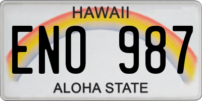 HI license plate ENO987