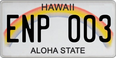 HI license plate ENP003