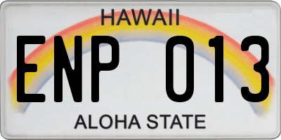 HI license plate ENP013