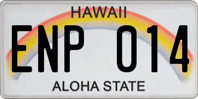 HI license plate ENP014