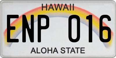HI license plate ENP016